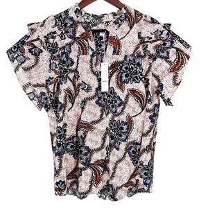 Chico's Floral Print Blouse - Blue, Black, Red